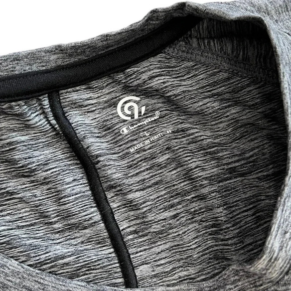 Champion Gray Heathered Long Sleeve Tee L - Picture 3 of 3